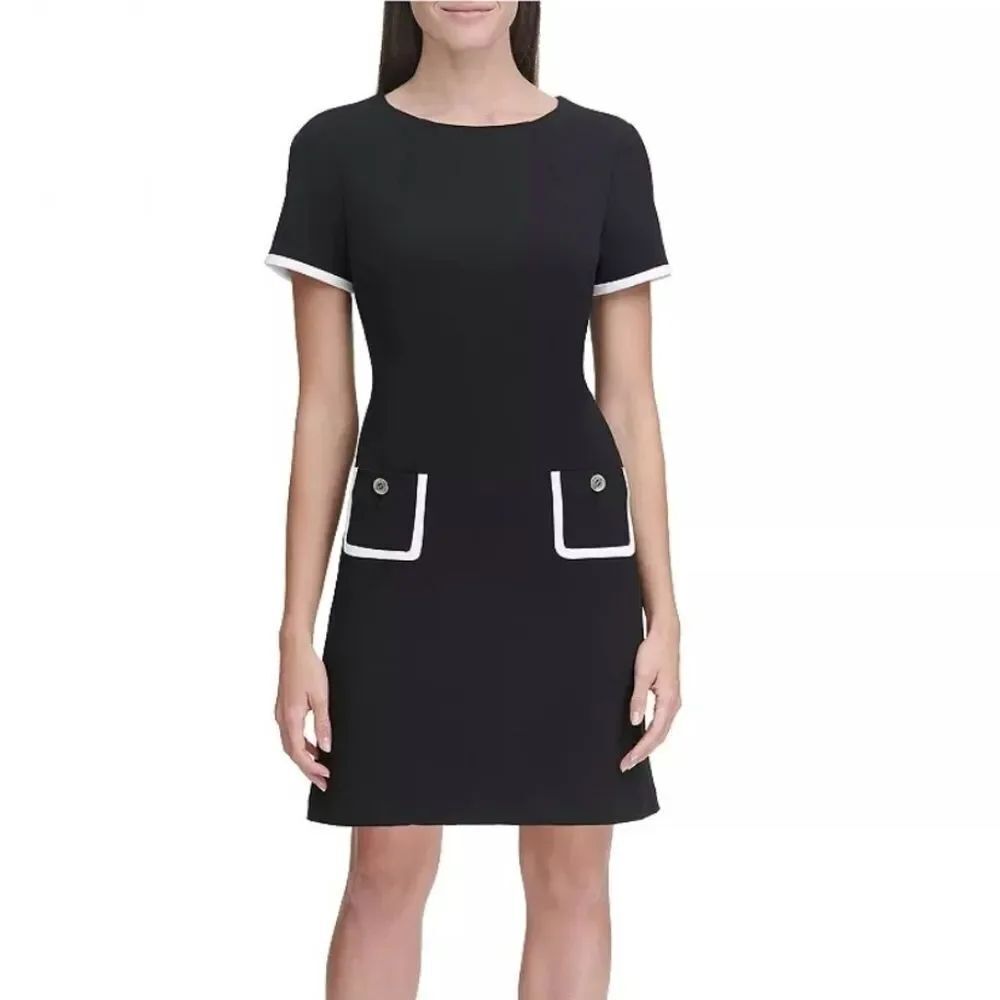 Tommy Hilfiger Black Colorblock Short Sleeve Sheath Dress Size 2